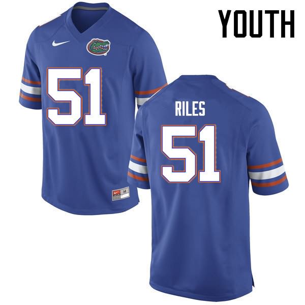 Youth NCAA Florida Gators Antonio Riles #51 Stitched Authentic Nike Blue College Football Jersey SPT2765PL